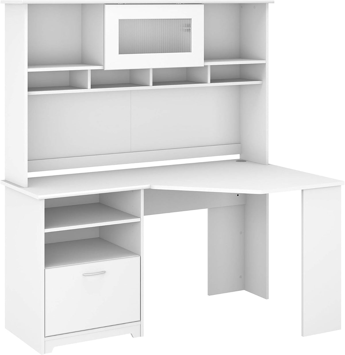 White Corner Desk with Hutch S670509