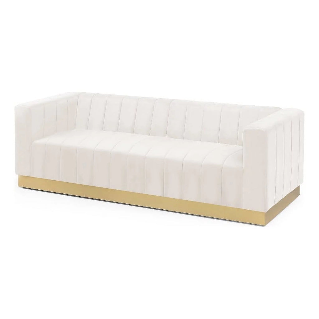 Cream Gold Velvet Steel Sofa S95504