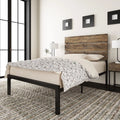 Queen Size Wood and Metal Platform Bed Frame J584
