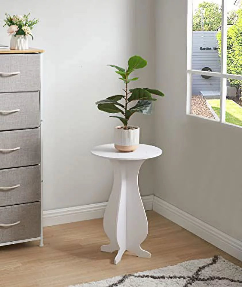 White Round Side Table Plant Stand B888