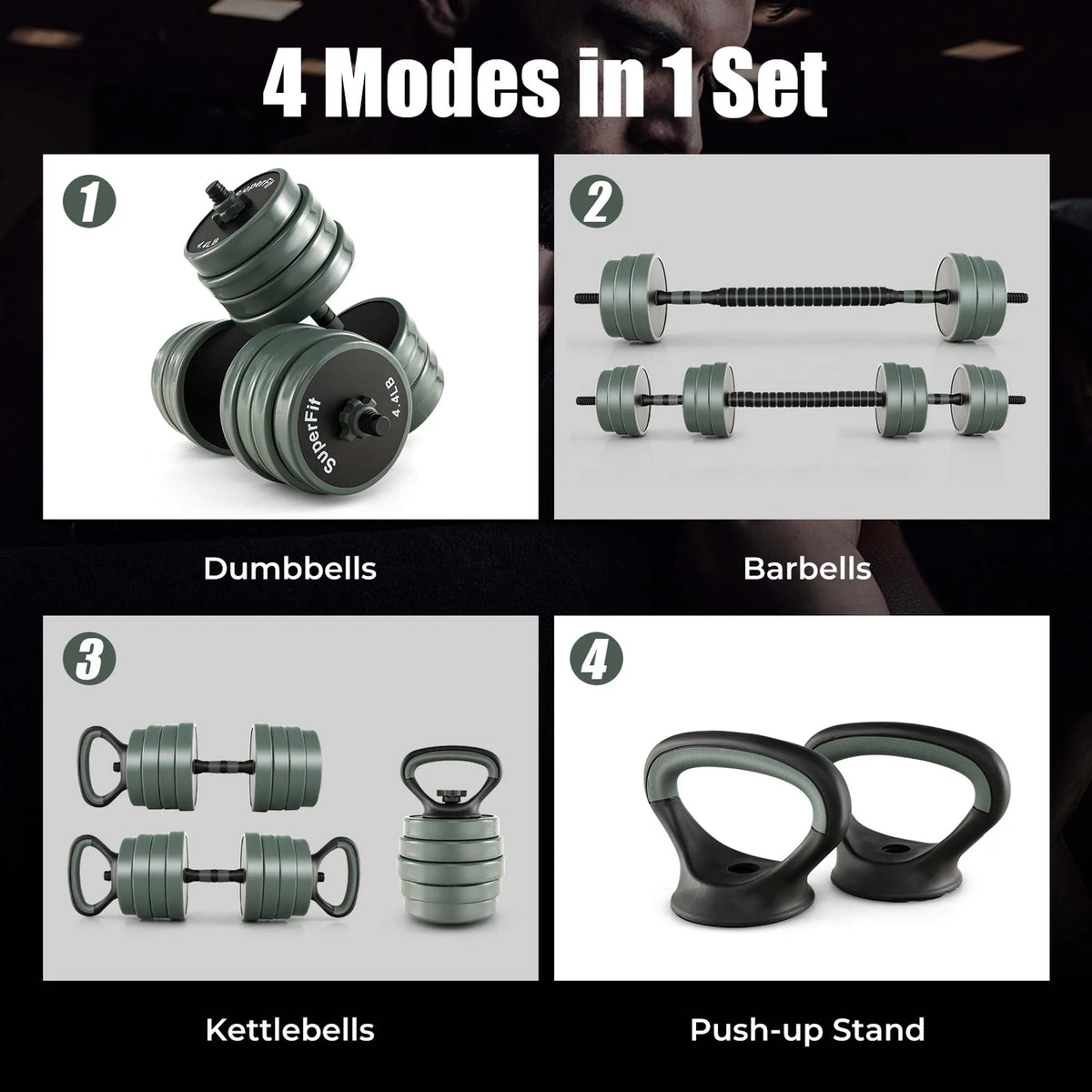 4 in 1 Adjustable Dumbbell Set 92lbs Z21776