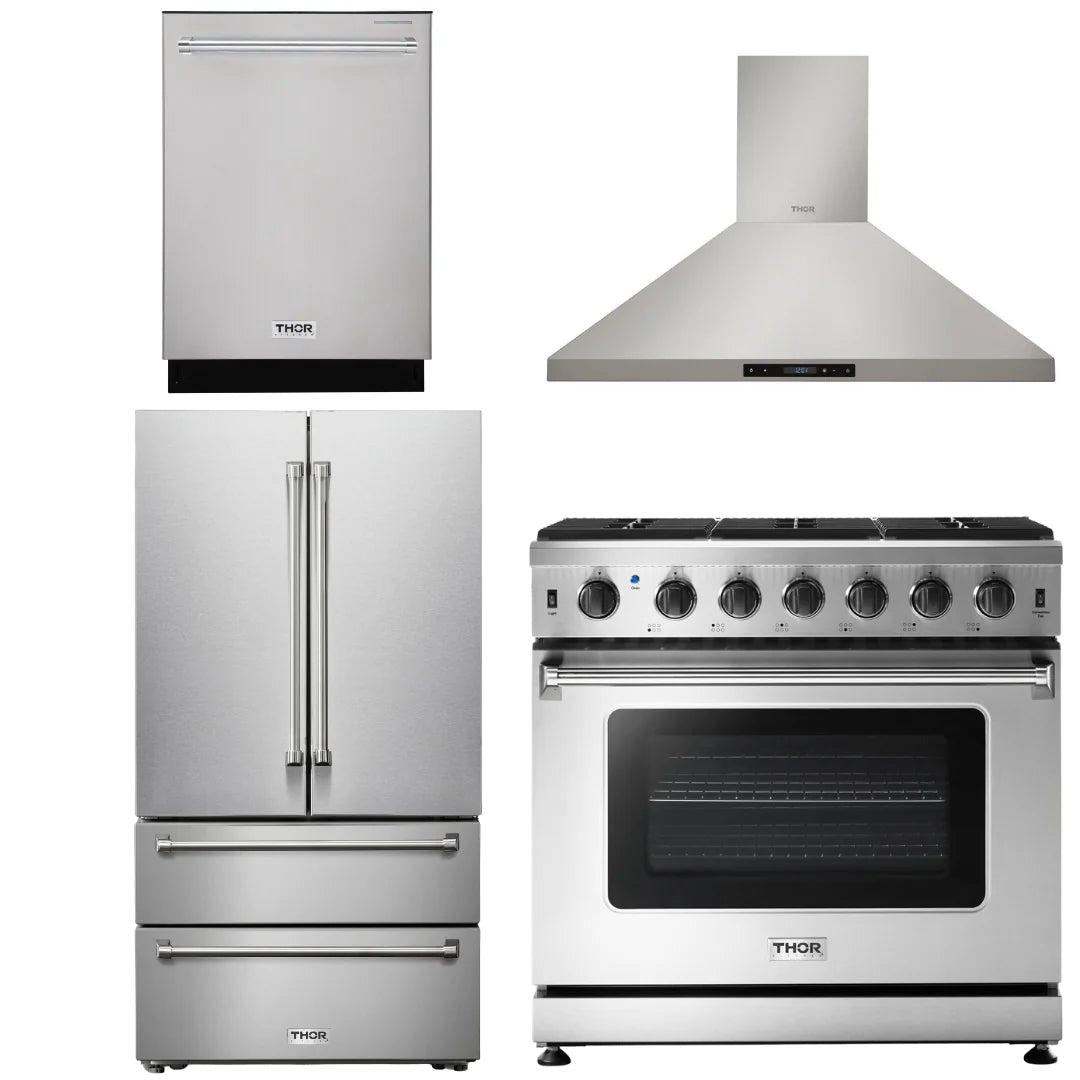 36 Gas Range, Range Hood, Refrigerator, Dishwasher B947575