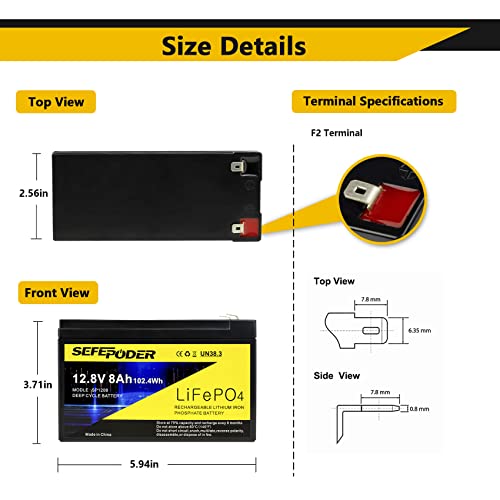 2 Pack 12V 15Ah LiFePO4 Deep Cycle Rechargeable Battery with 16A BMS M762