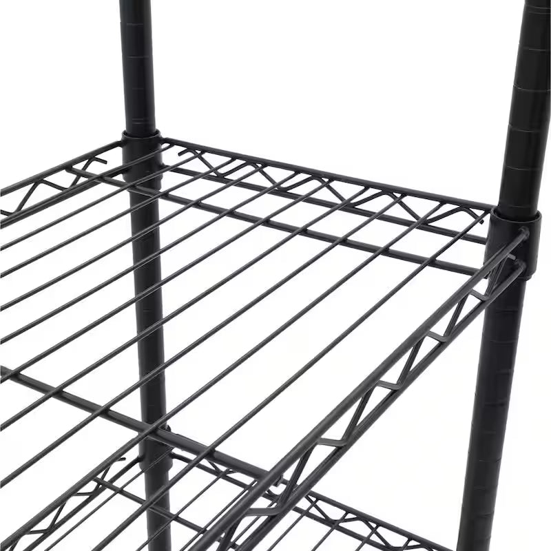 4-Tier Black Steel Wire Shelving Unit C3227