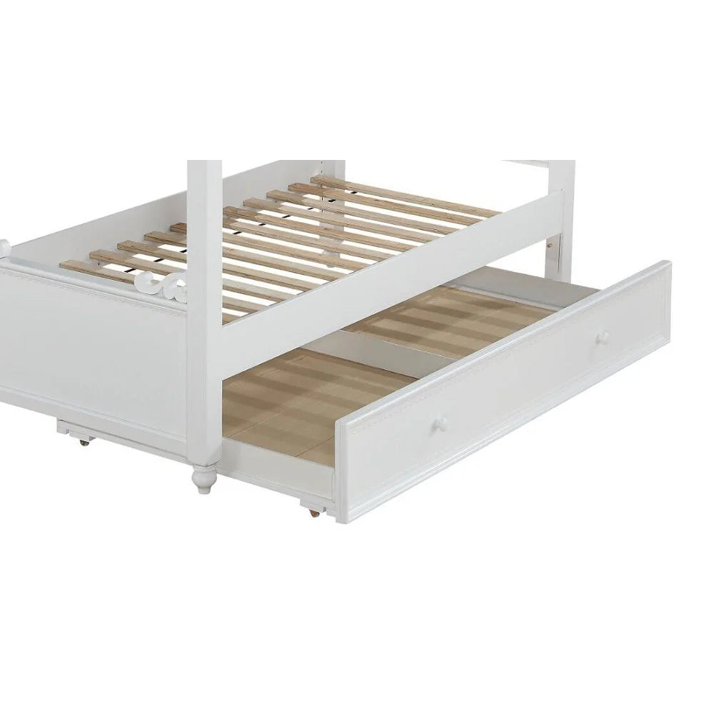 Twin Size White Wood Frame Trundle T115