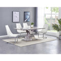 5pc Faux Marble Chrome Chairs White Faux Leather P352171