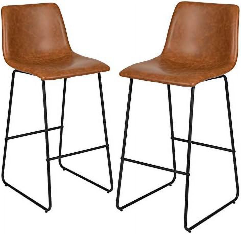 Light Brown Faux Leather Bucket Seat Stools J8516