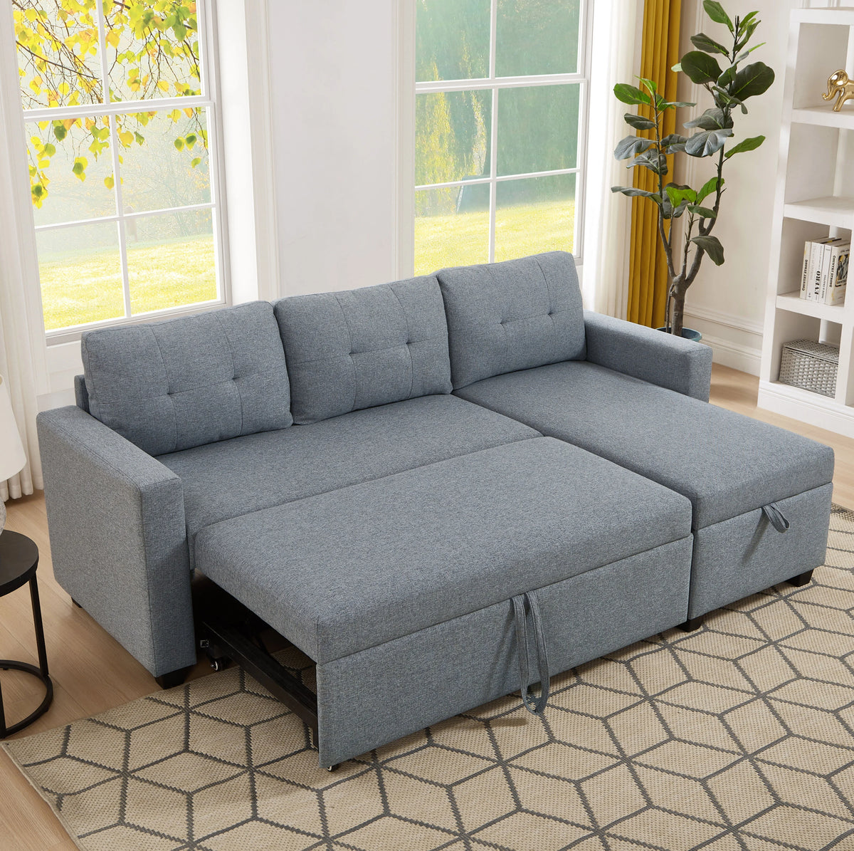 Linen Brown Convertible Sectional Sofa Z680