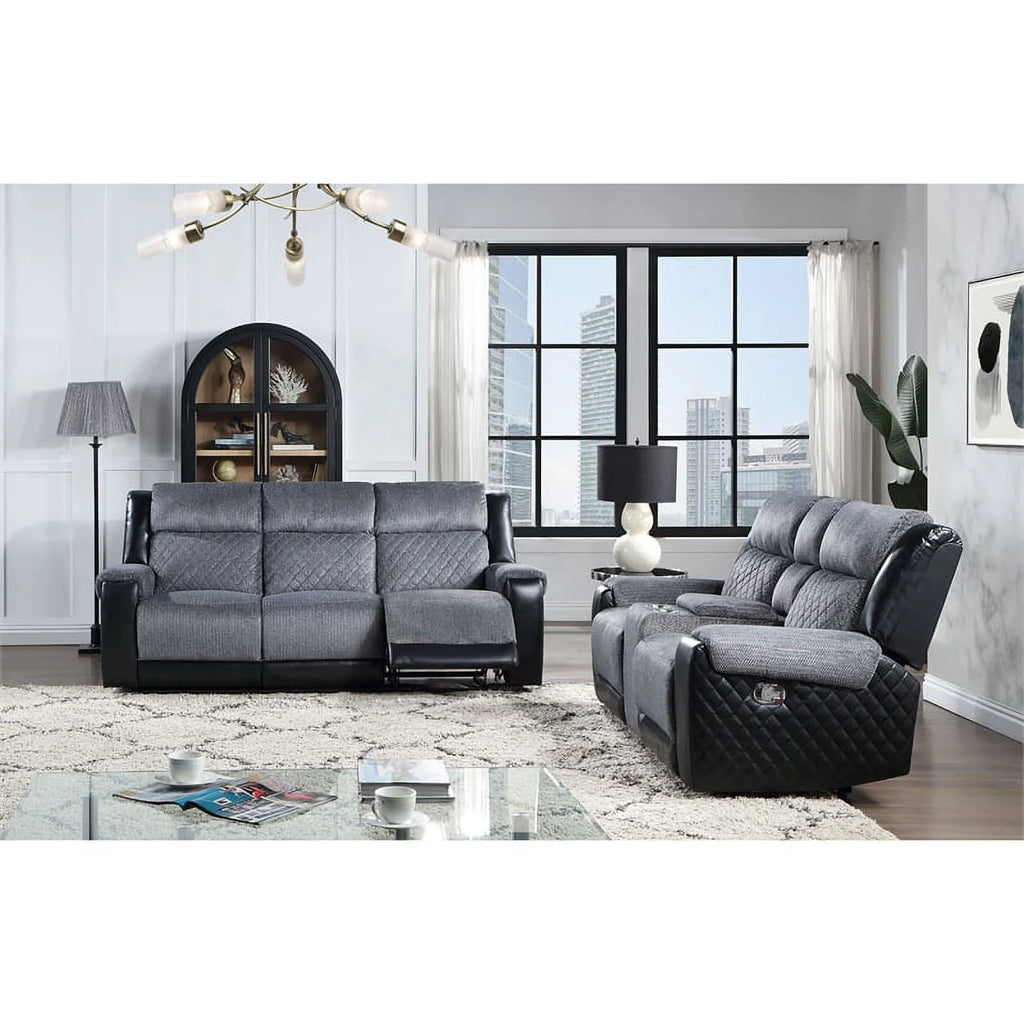 Gray Black Reclining Loveseat L5628