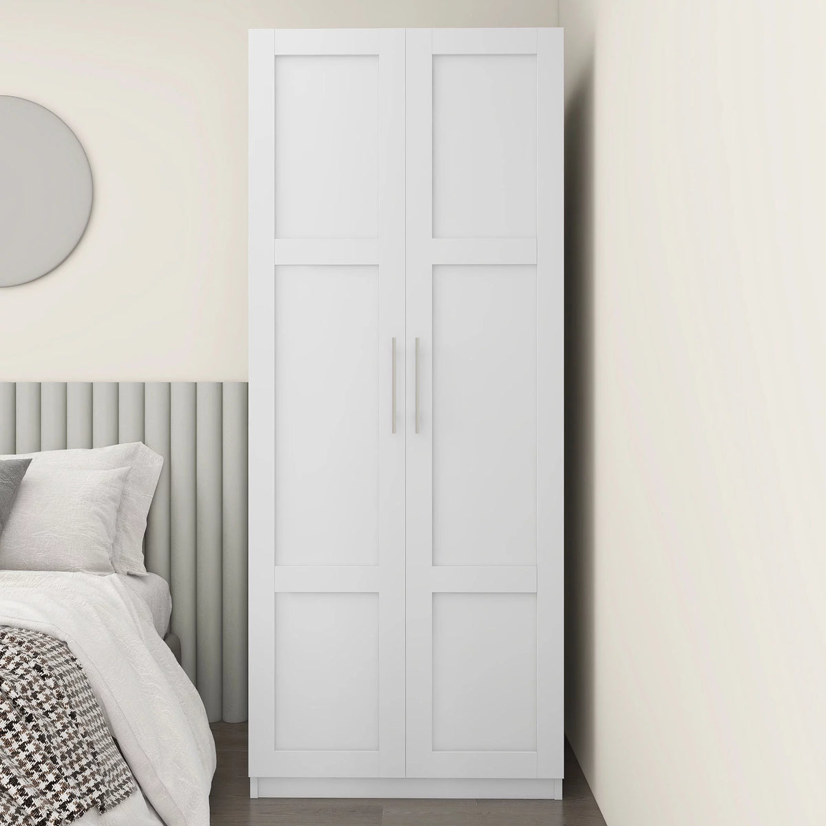 White 31 inches Wood Storage Cabinet with Doors P248