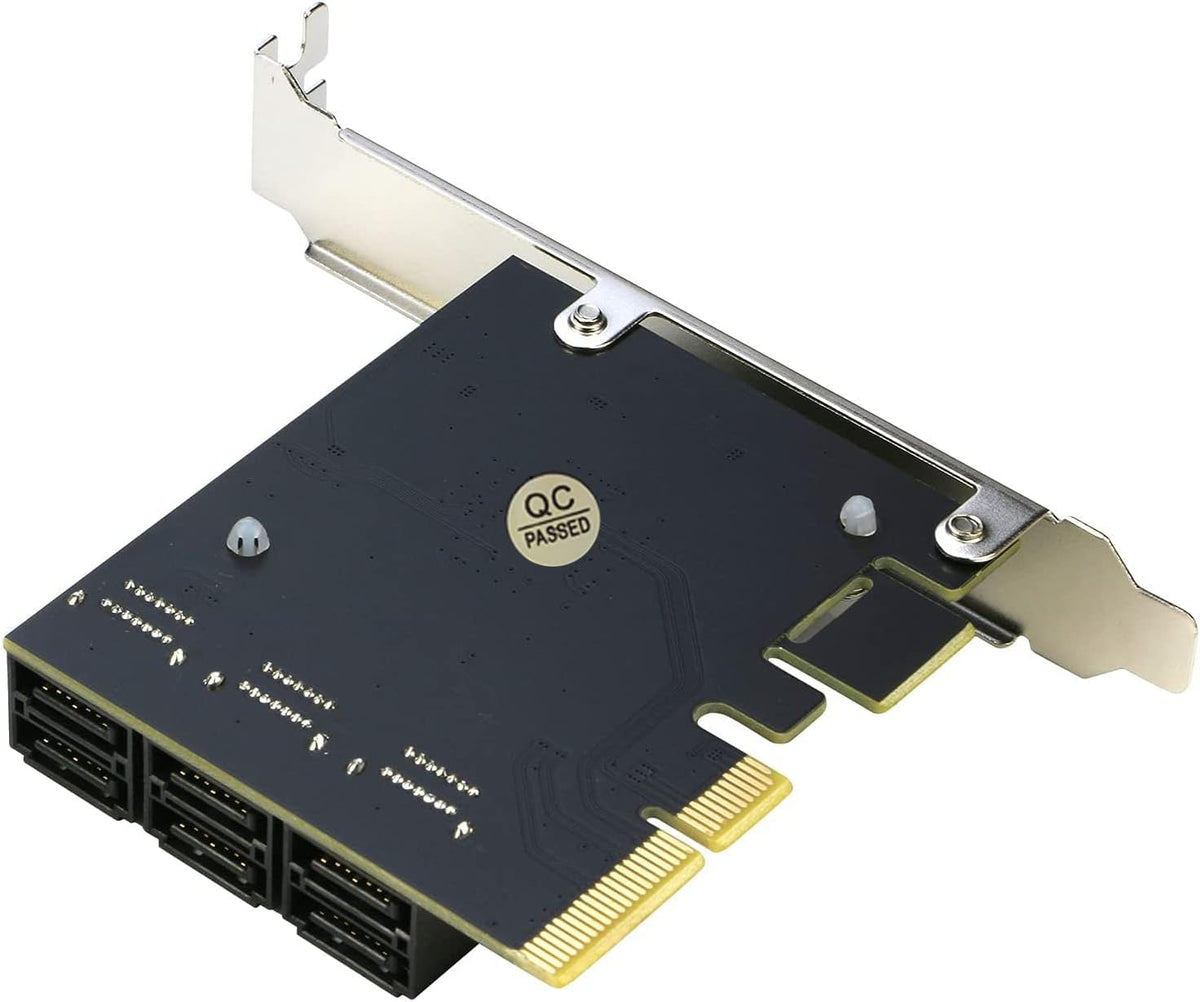 6 Ports PCIe x4 to SATA 3.0 6Gbps Expansion Controller Adapter Card with 6 SATA Cables and Low Profile Bracket, Pack of 2 J5903