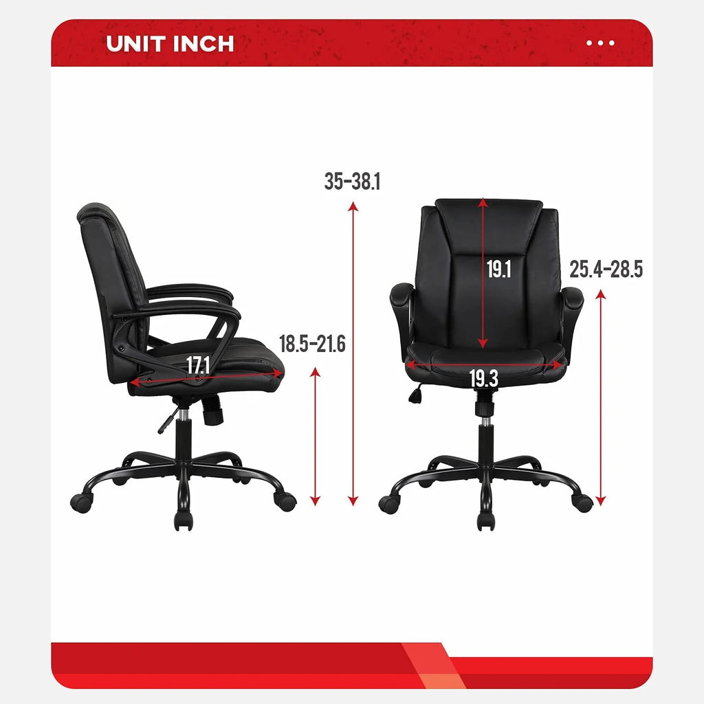 Black Ergonomic PU Leather Office Chair with Lumbar Support Q250683