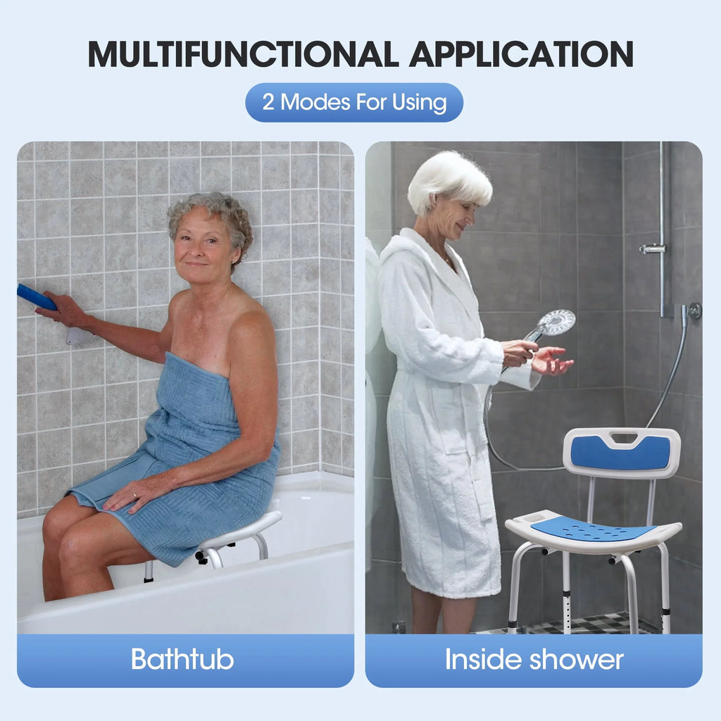 Bath and Shower Chair with Back and Padded Armrests, Height Adjustable L23416