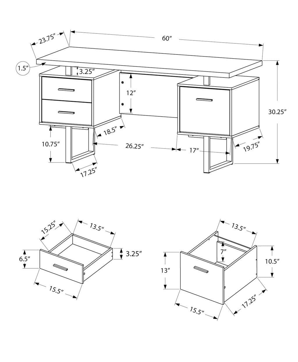 Grey Laminate Computer Desk with Storage Drawers T2697