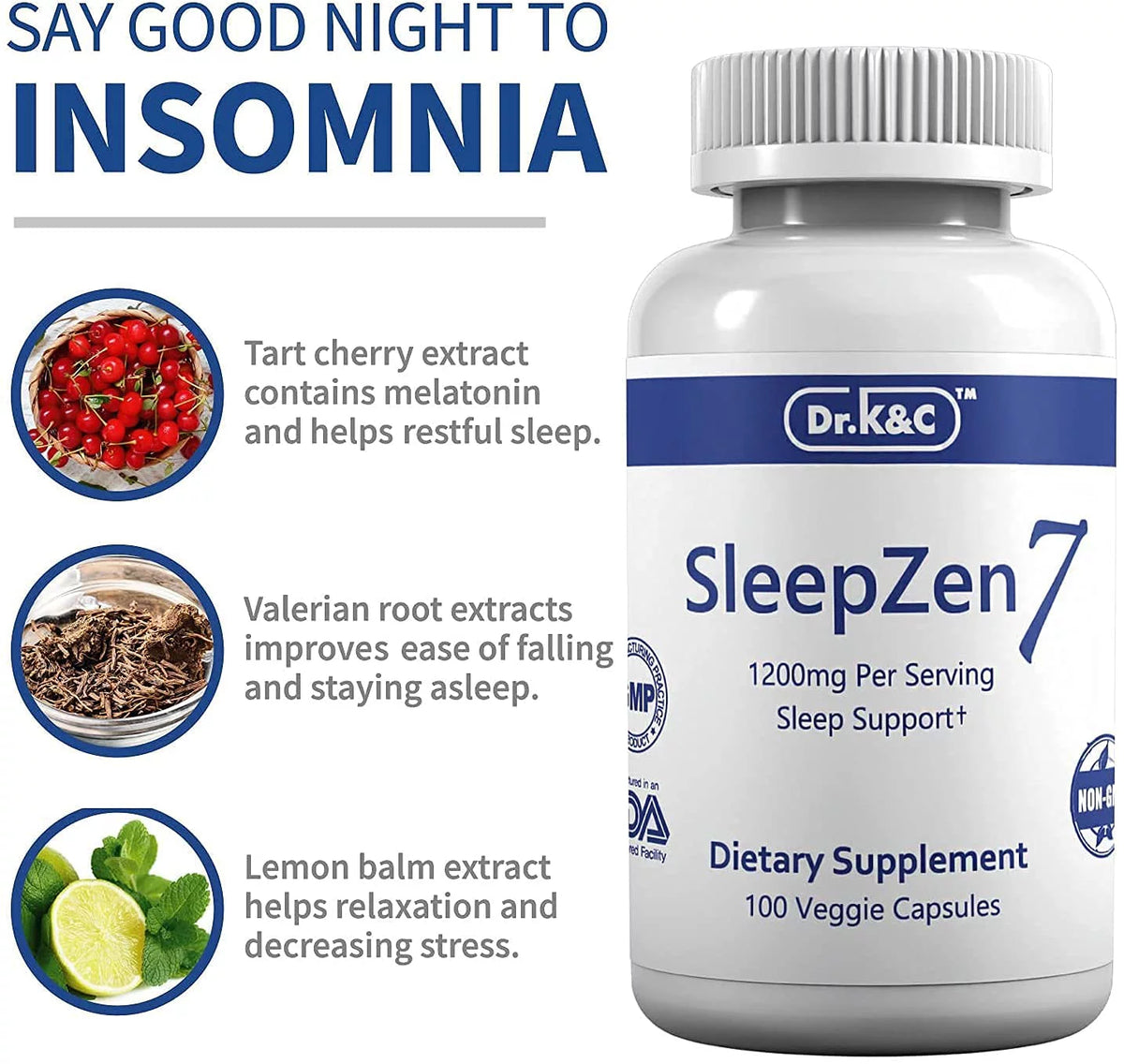 100 Veggie Capsules Sleep Aid Supplement Z727733
