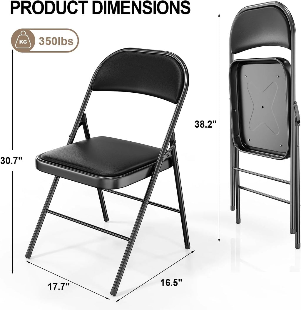 Black Set of 10 Folding Chairs O772