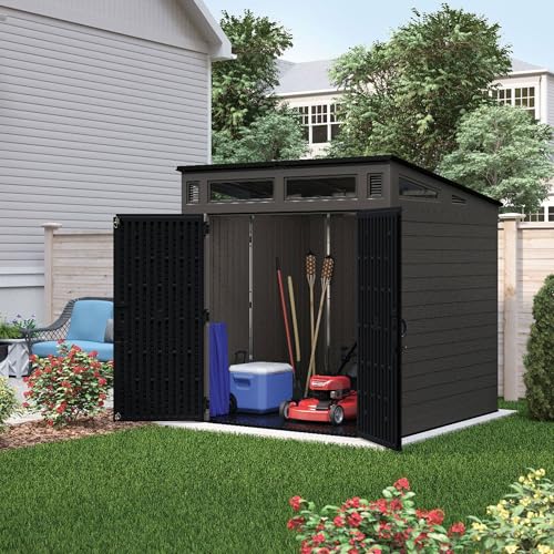 200 cu. ft. Peppercorn Resin Plastic Outdoor Storage Shed O5053