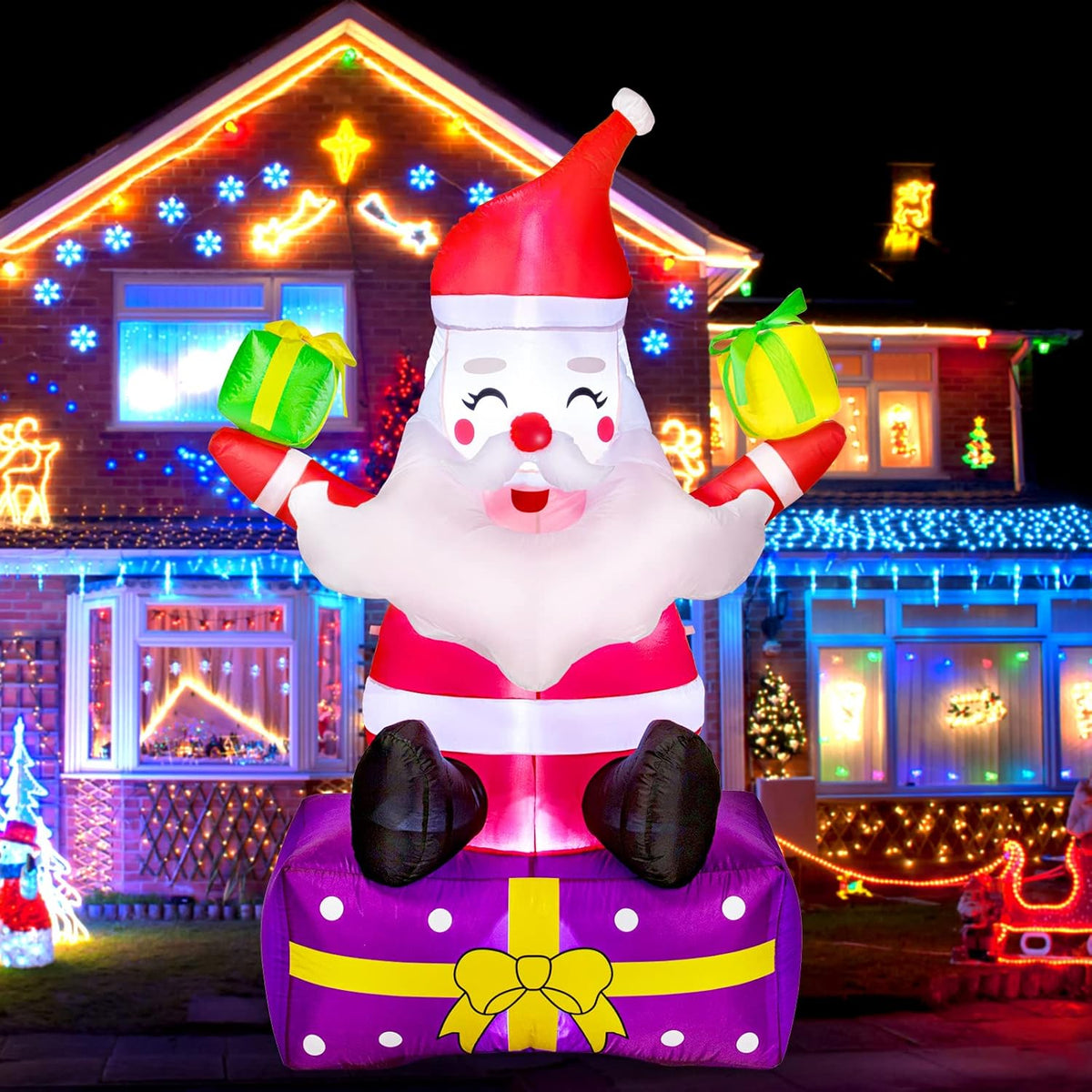 6 Ft Inflatable Santa Claus with Gift Boxes Y9753