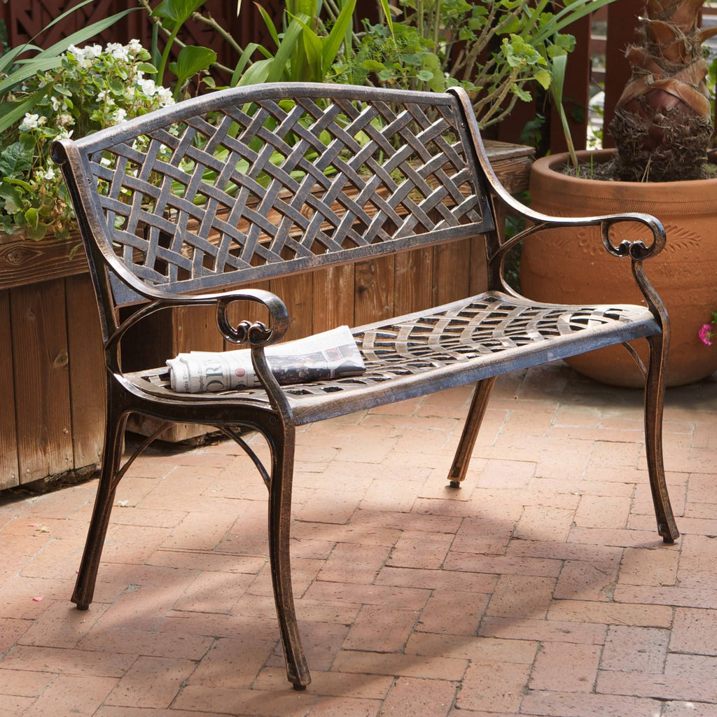 Antique Copper Cast Aluminum Bench M821