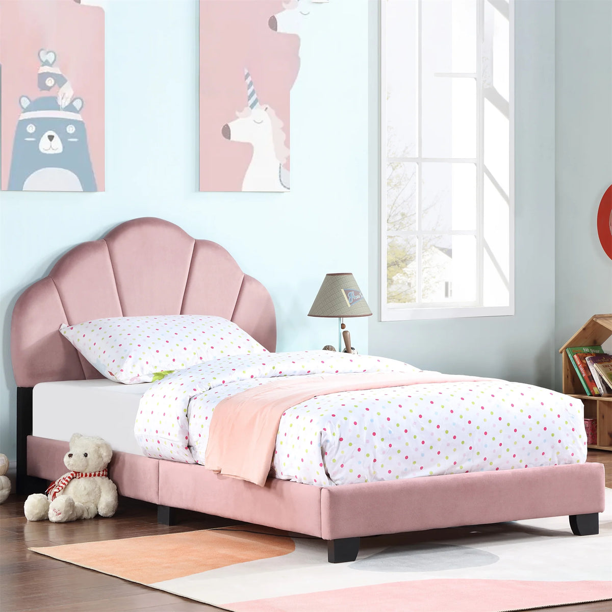 Pink Upholstered Twin Size Platform Bed G98960