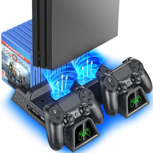 PS4 Cooling Fan Stand with Controller Charger and 12 Game Slots U18652