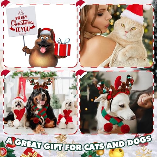 4 Pcs Dog Christmas Antlers Headband Scarf Set Q6982
