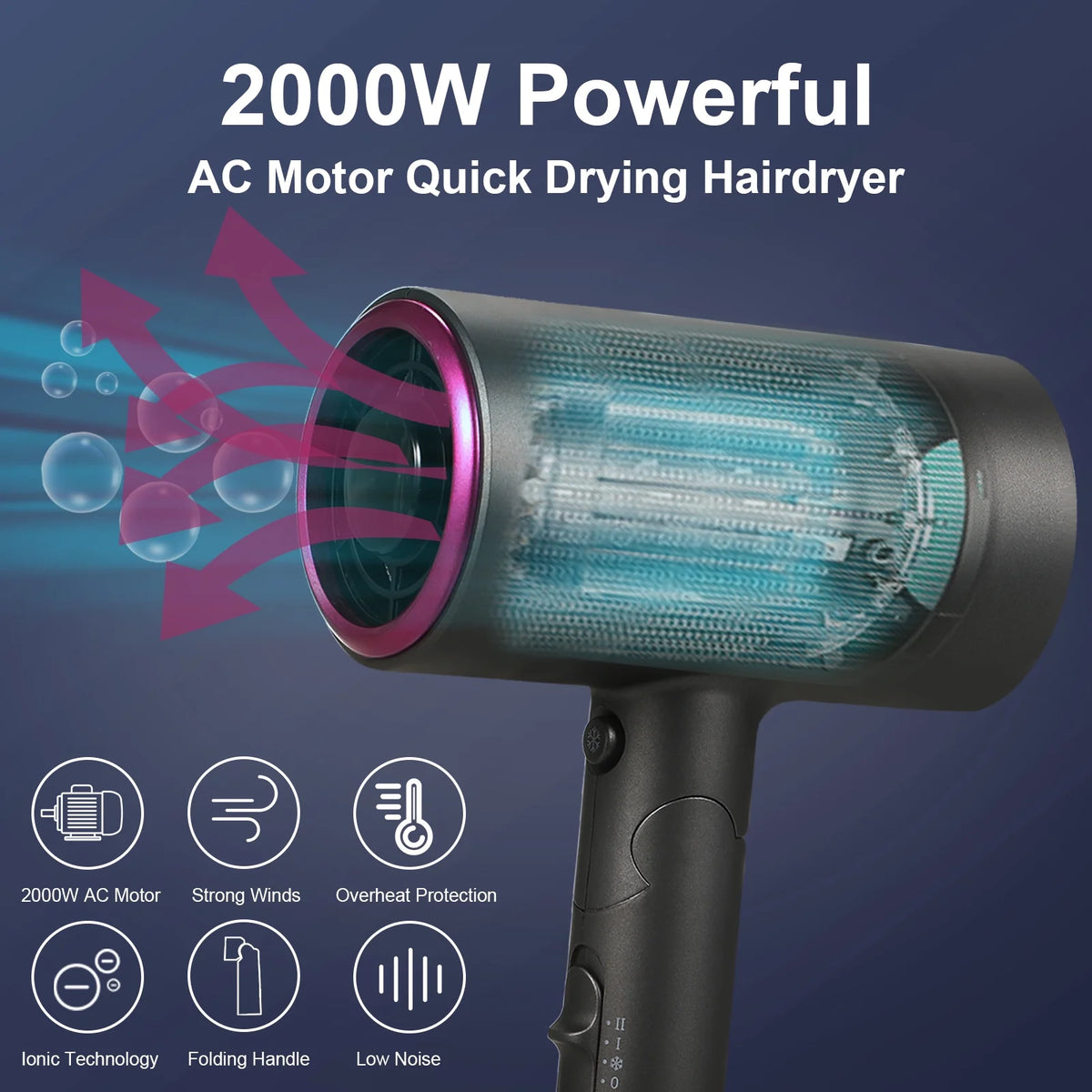 1800W Professional Ionic Hair Dryer V3677