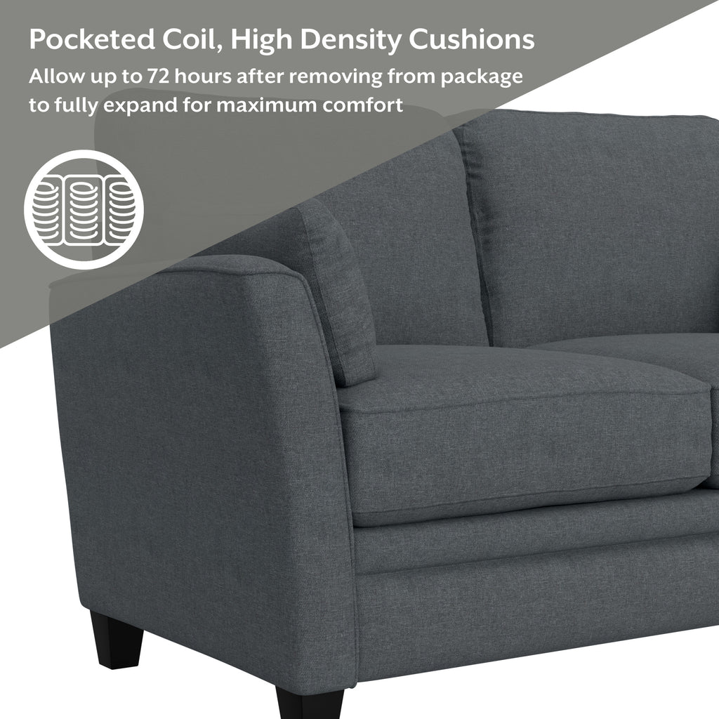 Gray Upholstered Loveseat with 2 Pillows N9305