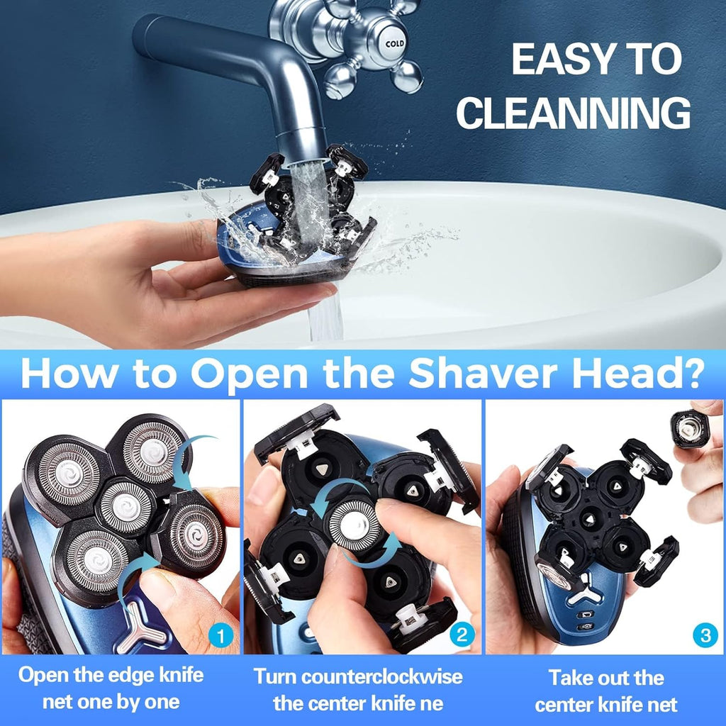 5 in 1 Cordless Waterproof Electric Rotary Head Shaver F925