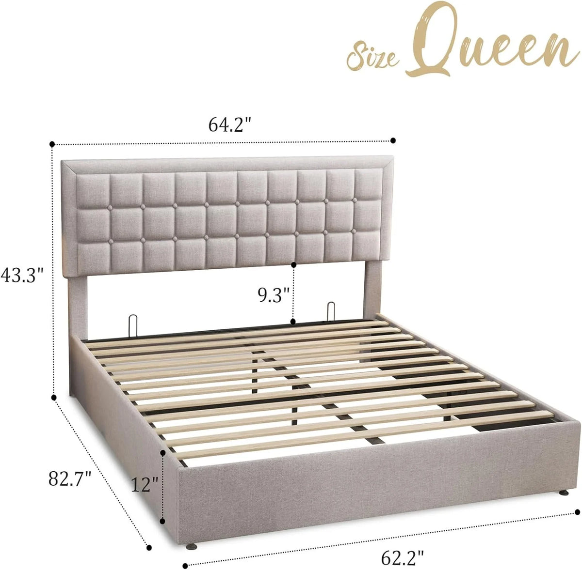 King Size Lift Up Storage Upholstered Platform Bed Frame P180