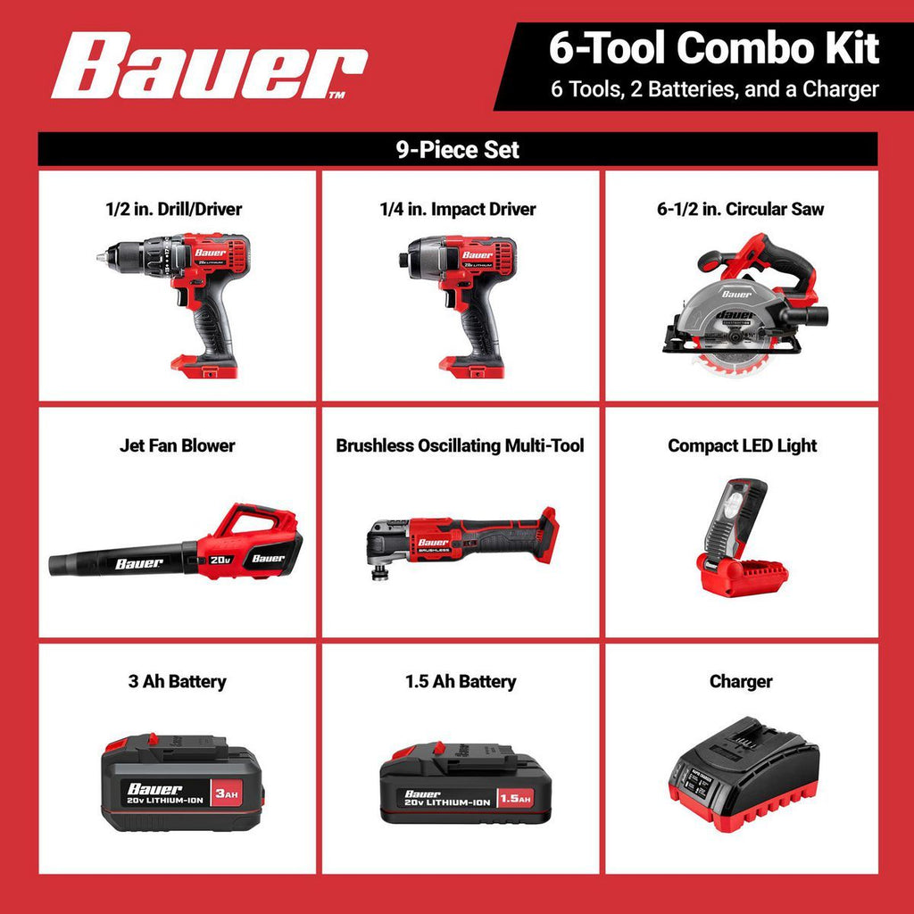 20V Cordless 6-Tool Combo Kit with Battery and Charger M906