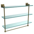 Antique Brass Triple Tiered Glass Shelf with Towel Bar S840