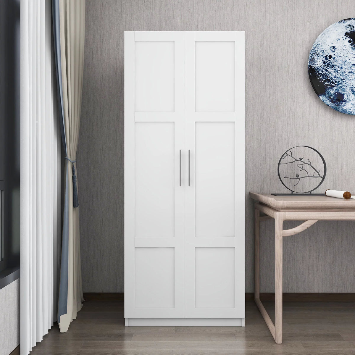 White 31 inches Wood Storage Cabinet with Doors P248