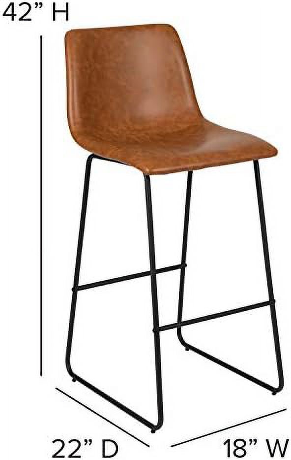 Light Brown Faux Leather Bucket Seat Stools J8516
