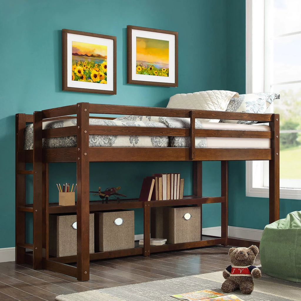 Black Twin Loft Storage Bed A34593