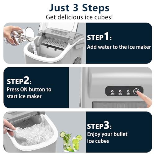 Countertop Portable Ice Maker with Self-Cleaning, 26.5lbs/24Hrs, 9 Bullet Ice Cubes Z924