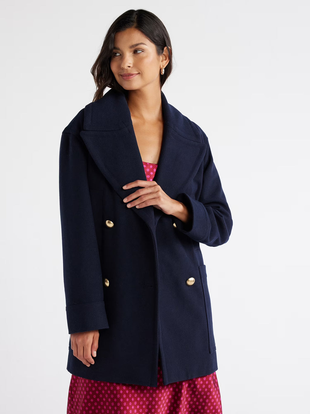 Wool-Blend Peacoat with Patch Pockets N2161