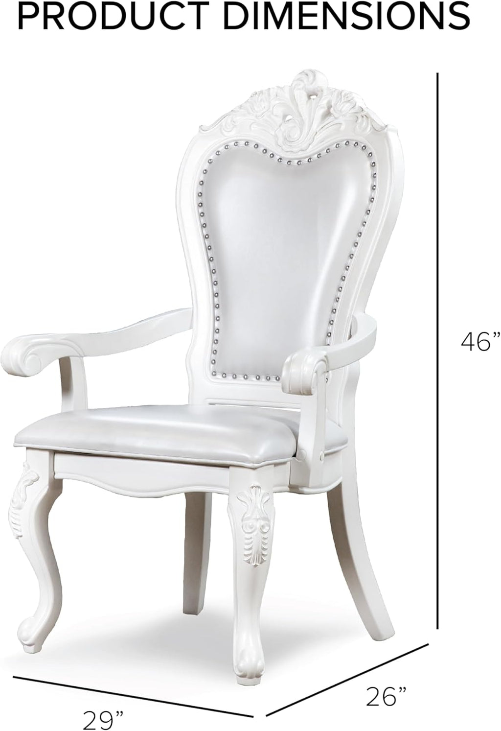 Solid Wood 7-Piece Dining Set with Expandable Table and 6 Leather Padded Side Chairs, White O461053