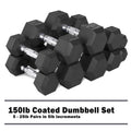 150lb Rubber Hex Dumbbell Set I77814