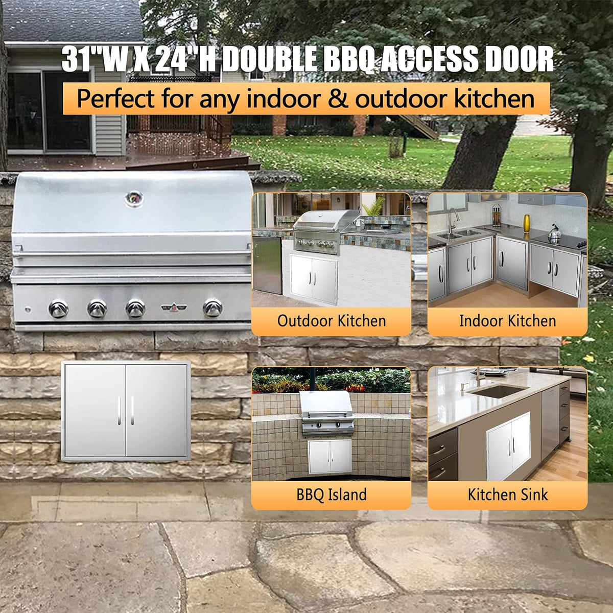 Stainless Steel BBQ Access Door 17W x 24H Inch X2070