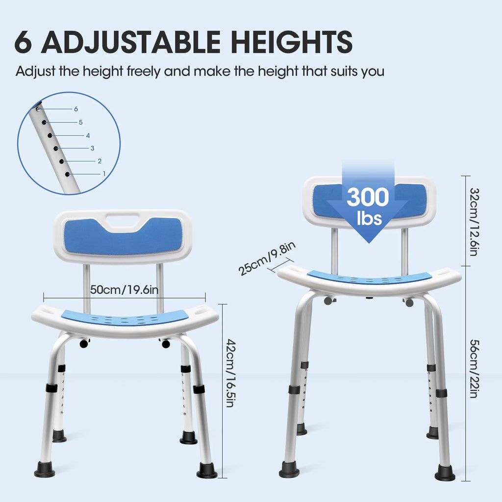 Bath and Shower Chair with Back and Padded Armrests, Height Adjustable L23416