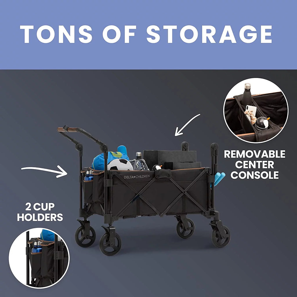 Black 2 Kids Stroller Wagon with Canopy G79072