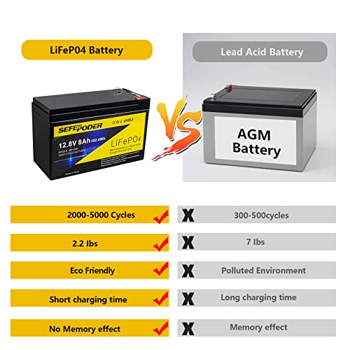 2 Pack 12V 15Ah LiFePO4 Deep Cycle Rechargeable Battery with 16A BMS M762