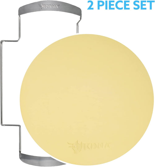 14" Round Cordierite Pizza Stone with Metal Support Stand Pack of 2 K2109