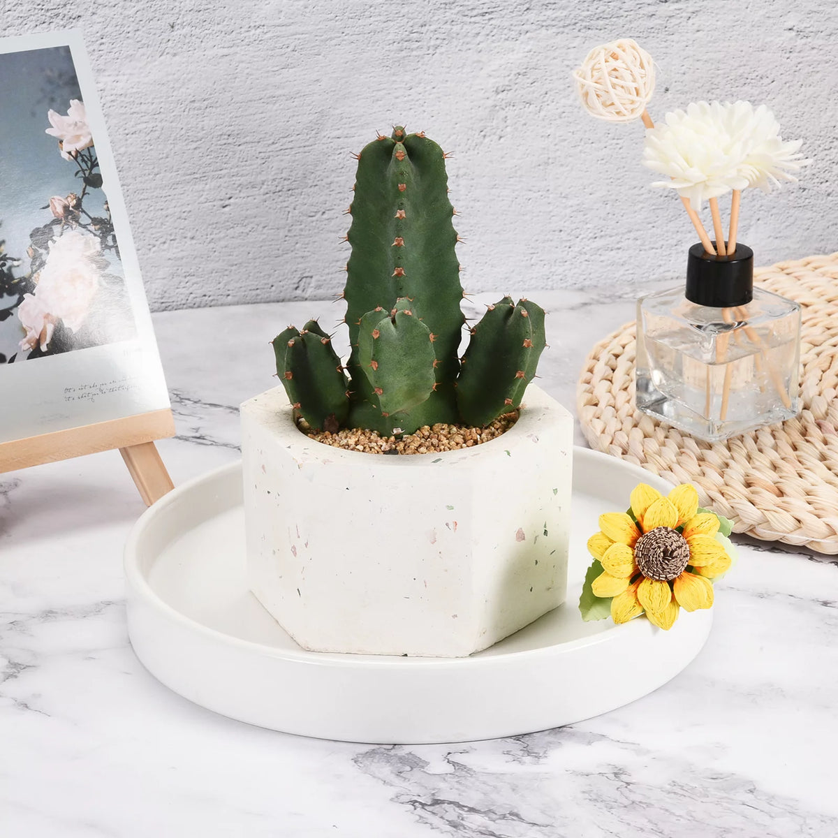 Round Ceramic Plant Pot Saucer White 7.87” N843234