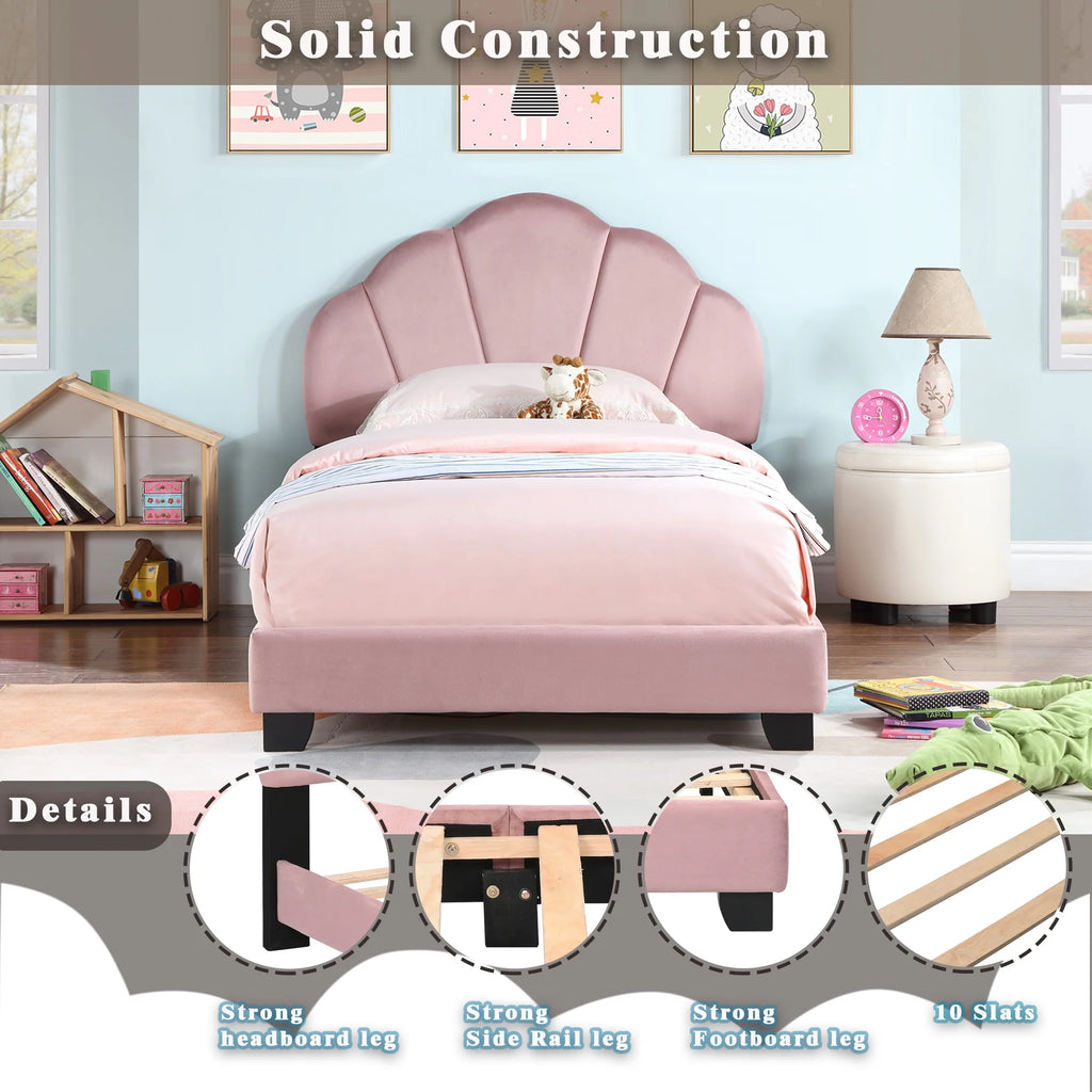 Pink Upholstered Twin Size Platform Bed G98960