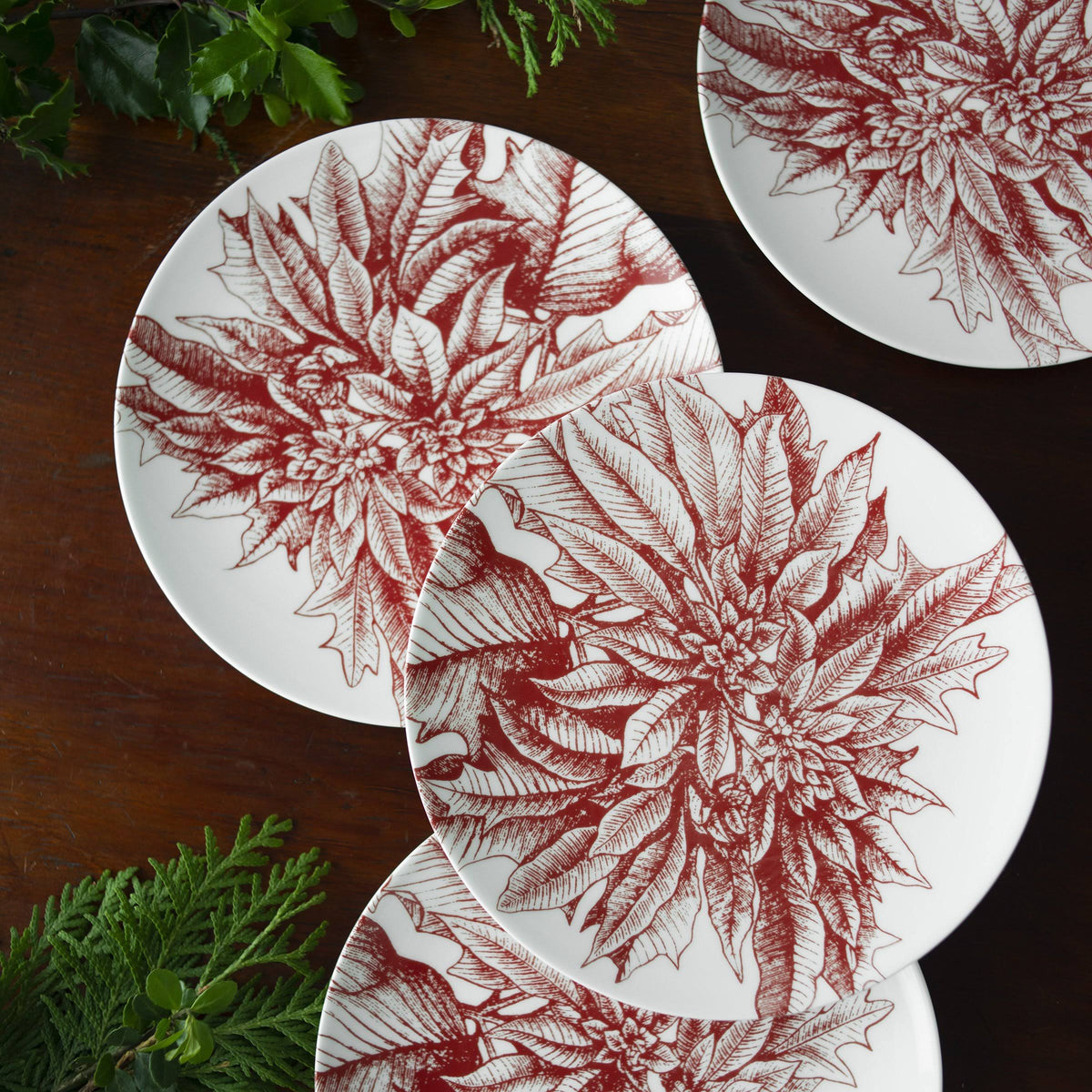 Poinsettia Canapé Plates Set of 4 U508