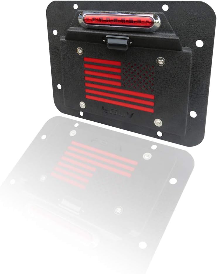 Spare Tire Delete License Plate Relocation Kit with Plate Light & Third Brake Light for Wrangler JK Pack of 2 C241