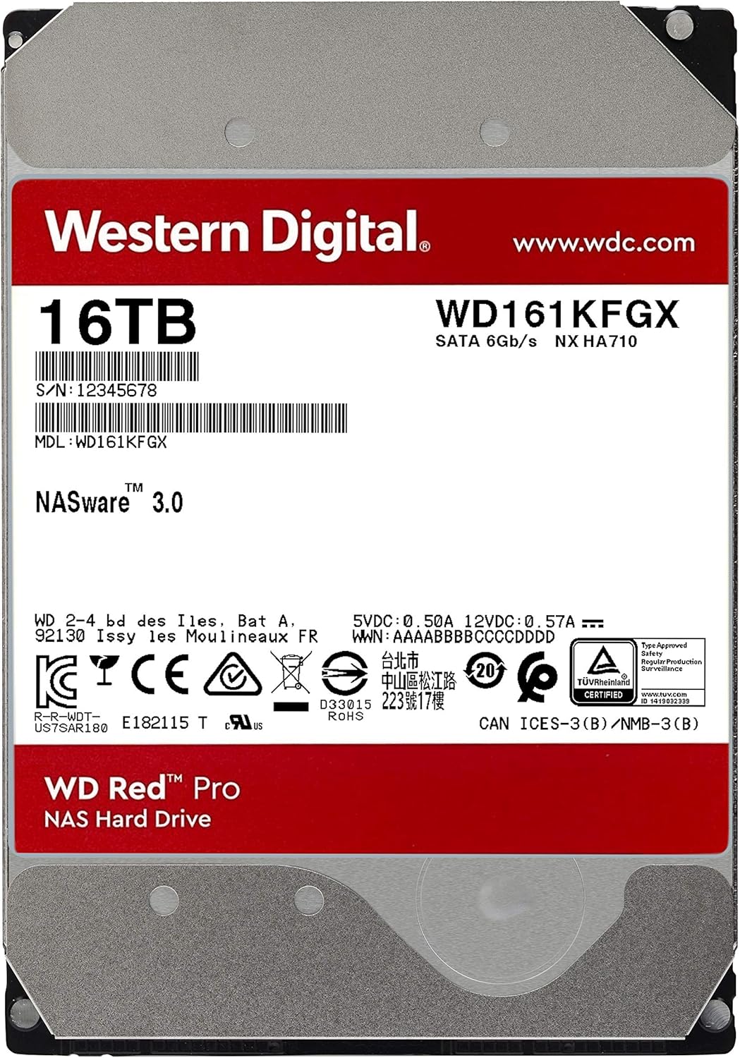 16TB WD Red Pro NAS Internal Hard Drive HDD - 7200 RPM, SATA 6 Gb/s, CMR, 256 MB Cache, 3.5 L8899