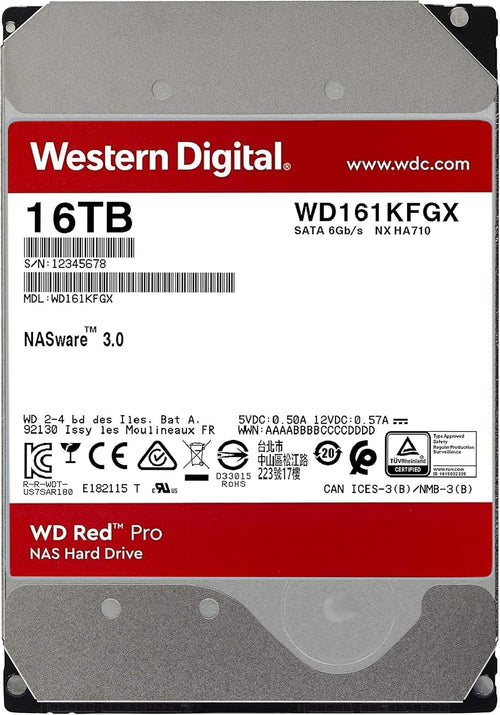 16TB WD Red Pro NAS Internal Hard Drive HDD - 7200 RPM, SATA 6 Gb/s, CMR, 256 MB Cache, 3.5 L8899